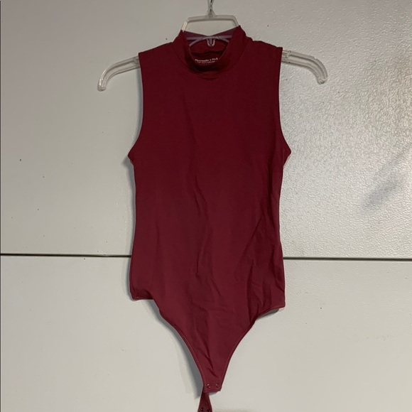 ABERCROMBIE AND FITCH WOMENS SOFT A&F BODYSUIT WINE BERRY XS - Picture 2 of 5